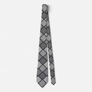 Grey and Black Checked Necktie