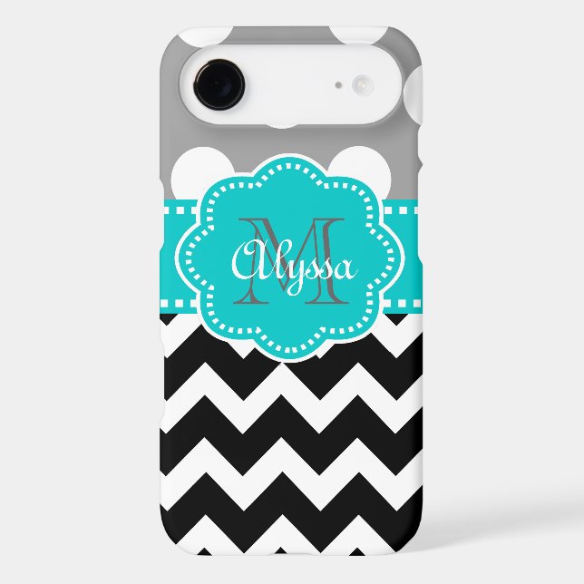 Grey and Black Chevron Teal Phone Case (Back)