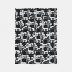 Grey and black cross fleece blanket