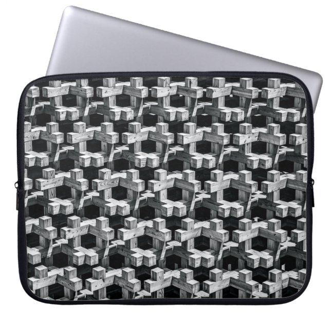 Grey and black cross laptop sleeve (Front)