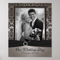 Grey and Black Damask Photo Frame Insert