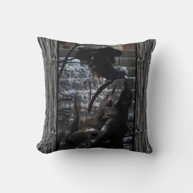 Grey and Black Decorative Throw Pillow for Sofa (Front)