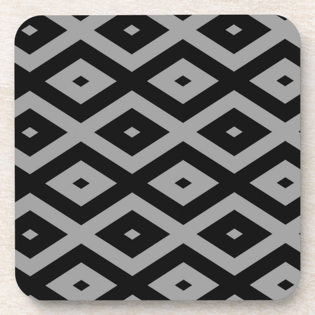 Grey and black diamond pattern coaster (Front)