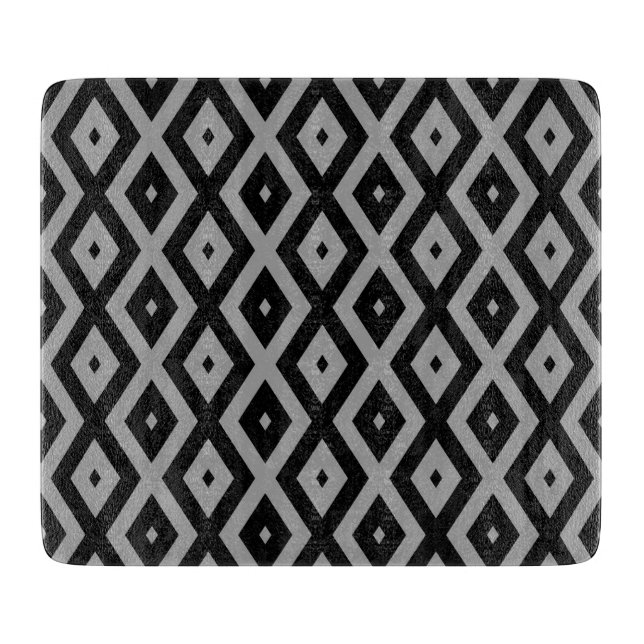 Grey and black diamond pattern cutting board (Front)
