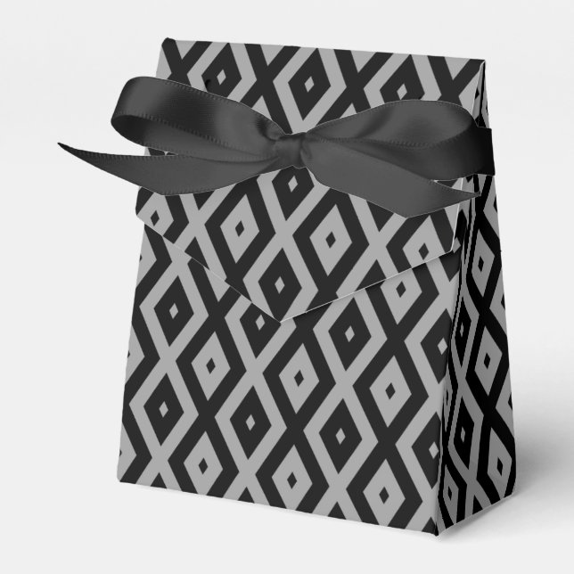 Grey and black diamond pattern favour box (Front Side)