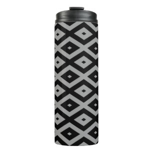 Grey and black diamond pattern thermal tumbler