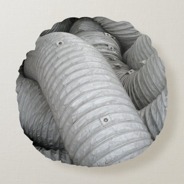 Grey and black fabric sofa round cushion (Front)