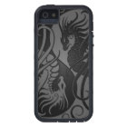 Grey and Black Flying Yin Yang Dragons