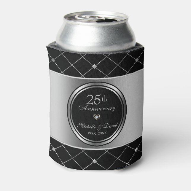 Grey And Black Geometric Shapes- 25th Anniversary Can Cooler (Can Back)
