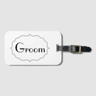 Grey And Black Groom Luggage Tag
