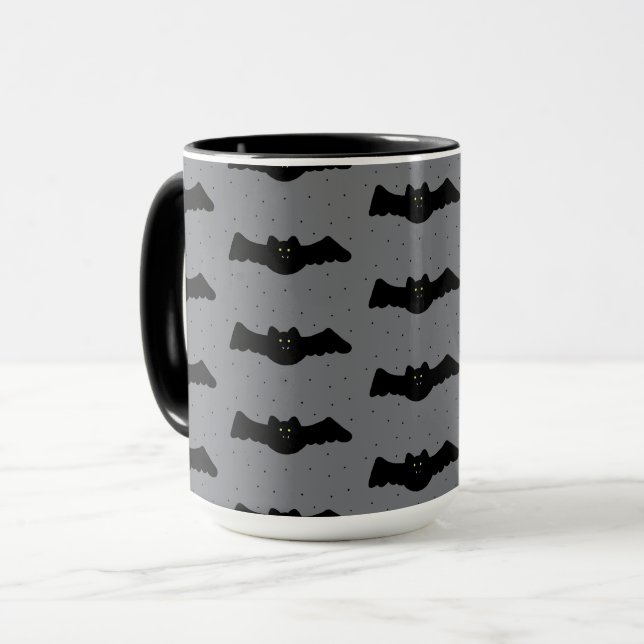 Grey and Black Halloween Bats Mug (Front Left)