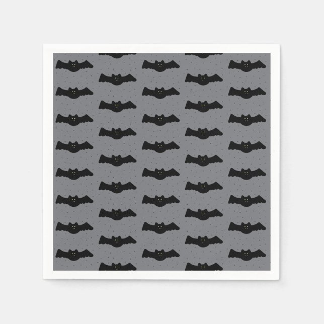 Grey and Black Halloween Bats Napkin (Front)
