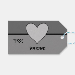 Grey And Black Heart Love Grey Wedding Party Gift Tags
