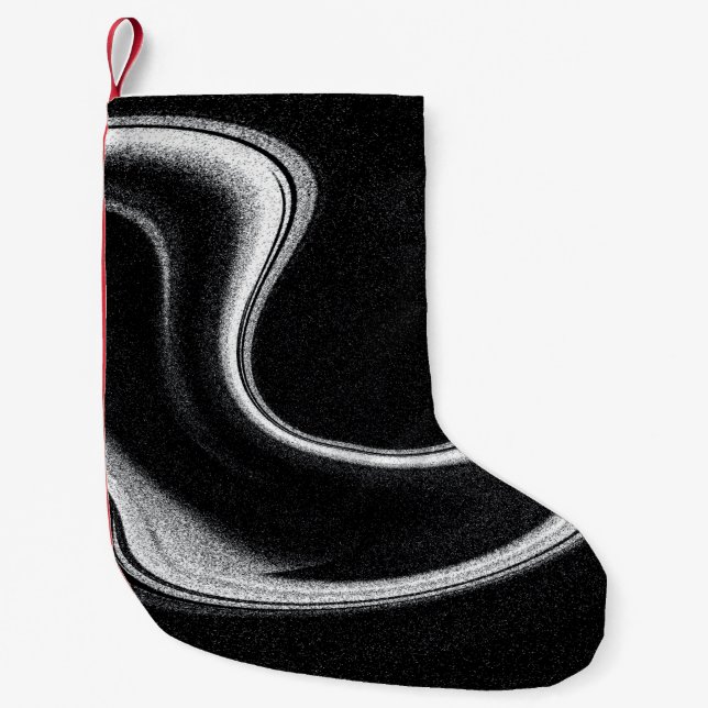 Grey and black illustration small christmas stocking (Front)