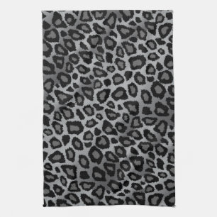 Grey and Black Leopard Animal Print Tea Towel