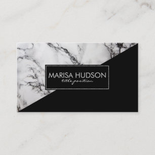 Grey And Black Marble And Black Triangle Business Card