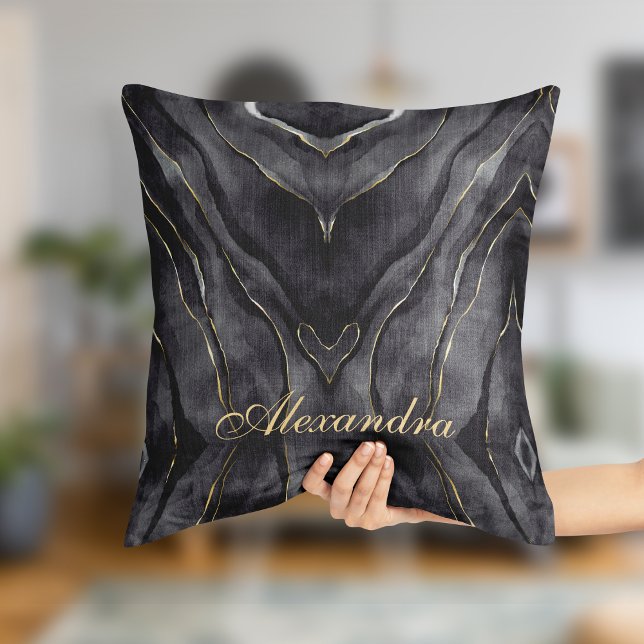 Grey and black marble Throw Pillow (Creator Uploaded)
