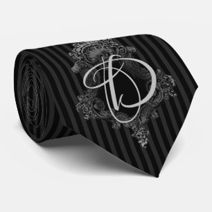 Grey and Black Monogram Initial Tie