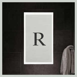 Grey and Black Monogrammed Paper Guest Towel Napkin