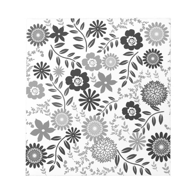 Grey and black pattern floral notepad (Front)