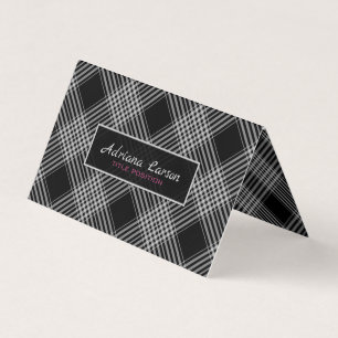 Grey And Black Plaid Business Card