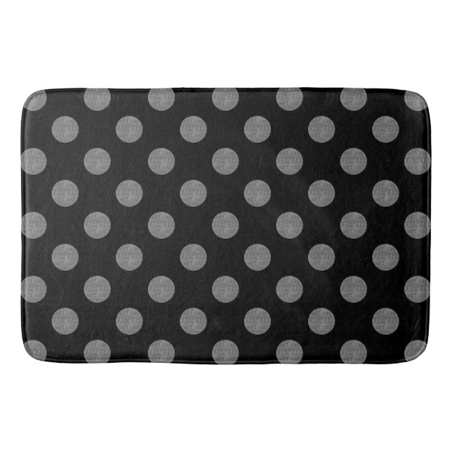Grey and black polka dots bath mat (Front)