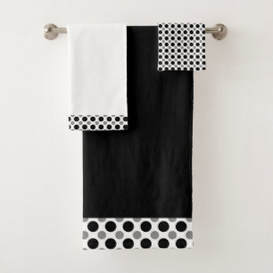 Grey and black polka Dots  Bath Towel Set