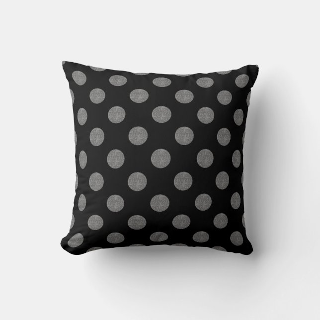 Grey and black polka dots cushion (Front)