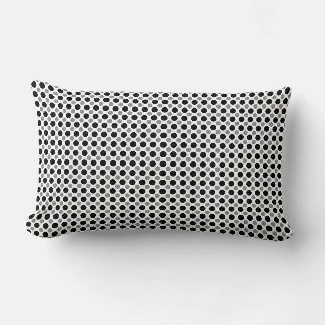 Grey and black polka Dots    Lumbar Cushion (Front)