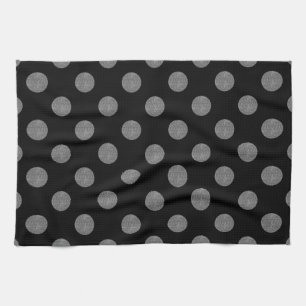 Grey and black polka dots tea towel