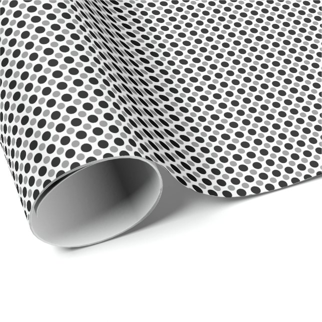 Grey and black polka Dots  Wrapping Paper (Roll Corner)