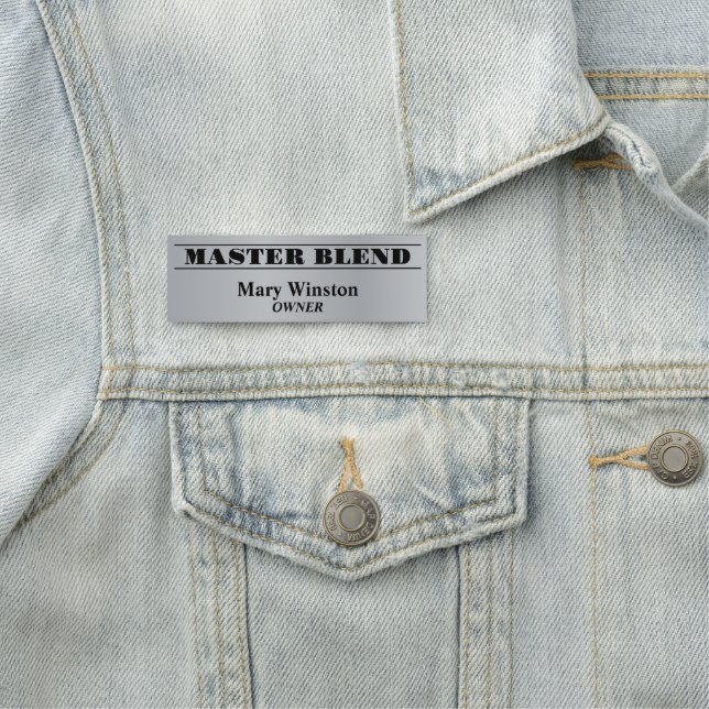 Grey and Black Professional Custom Name Tag Badge (In Situ)