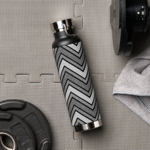 Grey and black sketch chevron water bottle