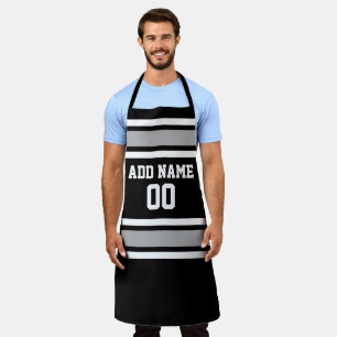 Grey and Black Sports Jersey Custom Name Number Apron