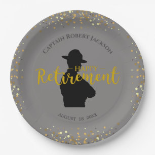 Grey and Black State Trooper Retirement    Paper Plate