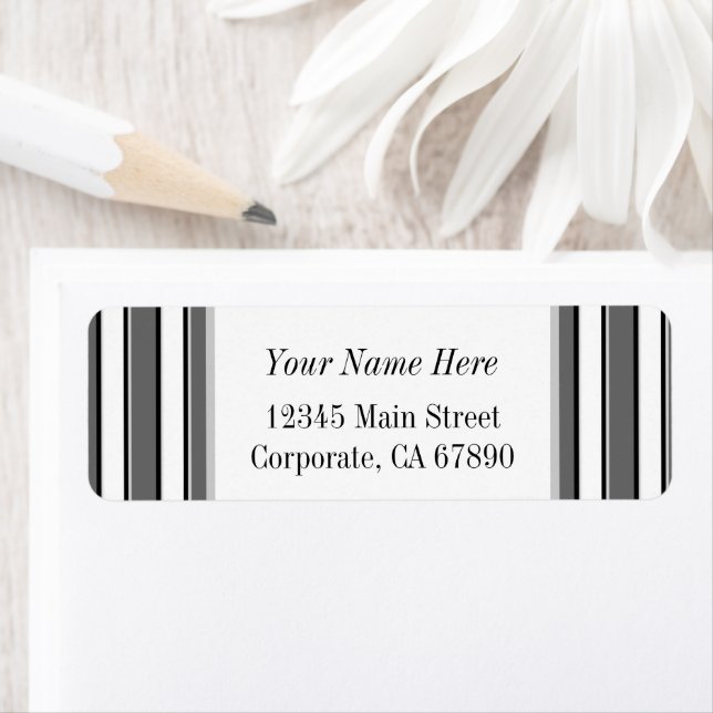 Grey and Black Stripes Custom Address Labels (Insitu)
