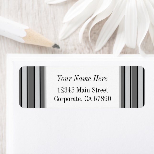 Grey and Black Stripes Custom Address Labels (Insitu)