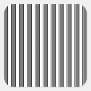 Grey and Black Stripes on White Square Sticker
