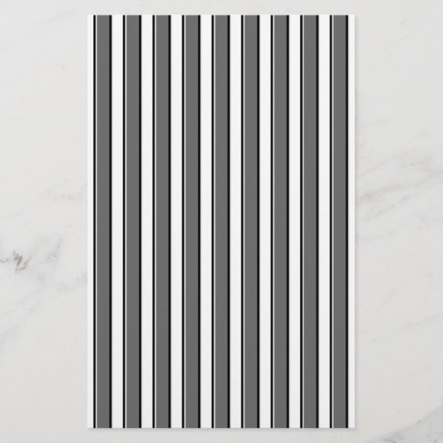 Grey and Black Stripes on White Stationery (Front)