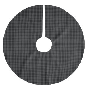 Grey and Black Tartan Brushed Polyester Tree Skirt
