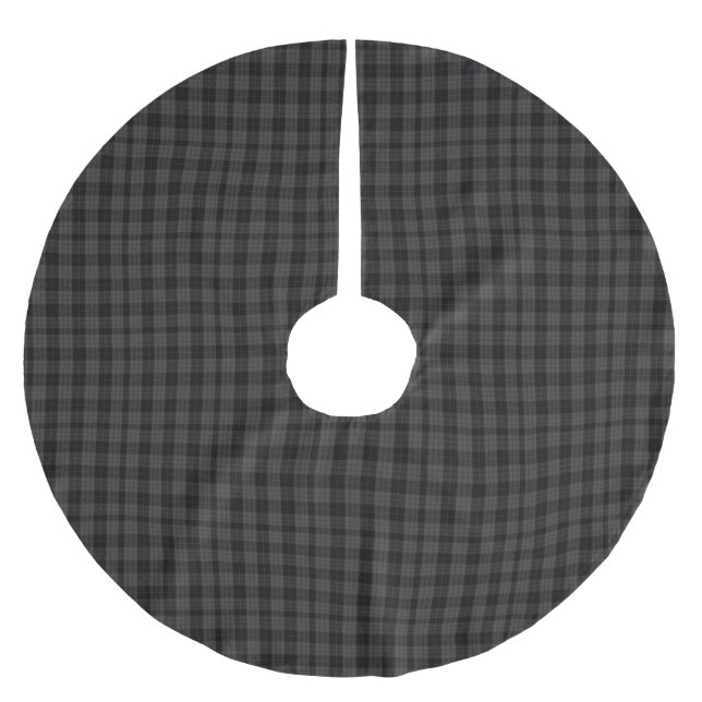 Grey and Black Tartan Brushed Polyester Tree Skirt (Front)