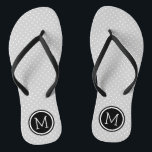 Grey and Black Tiny Dots Monogram Flip Flops<br><div class="desc">Custom printed flip flop sandals with a cute girly polka dot pattern and your custom monogram or other text in a circle frame. Click Customise It to change text fonts and colours or add your own images to create a unique one of a kind design!</div>
