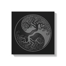 Grey and Black Tree of Life Yin Yang
