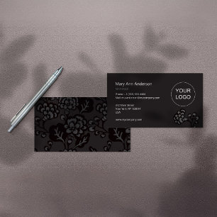 Grey and Black Vibrant and Bold Floral Pattern Business Card
