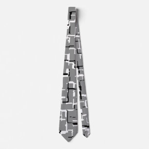 Grey and Black White Abstract Pattern Tie