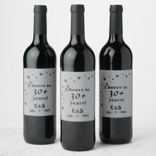 Grey and Black With Shooting Stars Wine Label