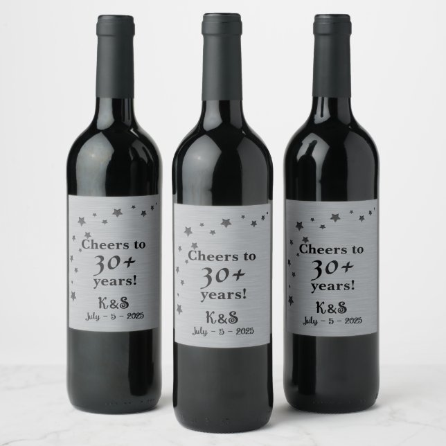 Grey and Black With Shooting  Stars Wine Label (Bottles)