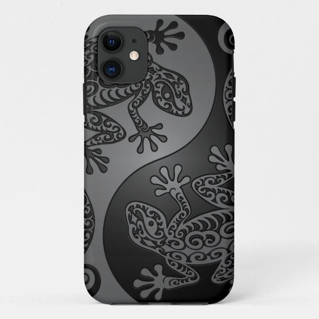 Grey and Black Yin Yang Lizards Case-Mate iPhone Case (Back)