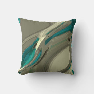 Grey and Blue Abstract Art Cushion
