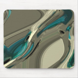Grey and Blue Abstract Art Mouse Mat